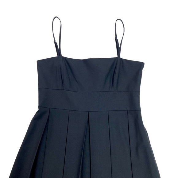 THEORY Wool Strap Shoulder Pleated Midi Dress In Black Style: Raquel - Picture 3 of 9